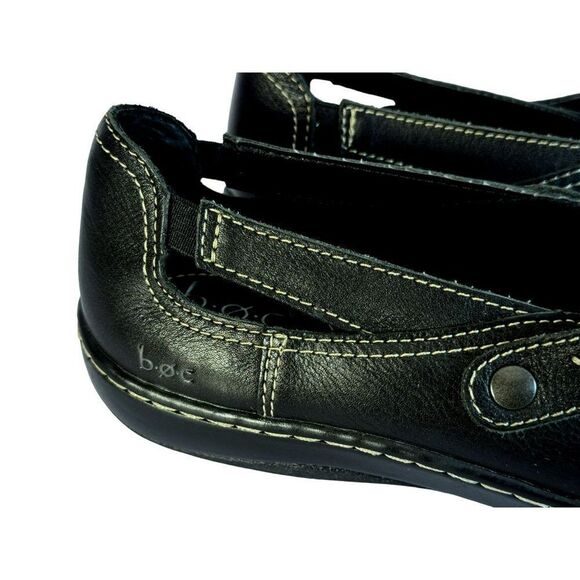 b.o.c. Born Concept 8M Black Leather Round Toe Cross-Over Front Slip-On Shoes - Picture 9 of 9
